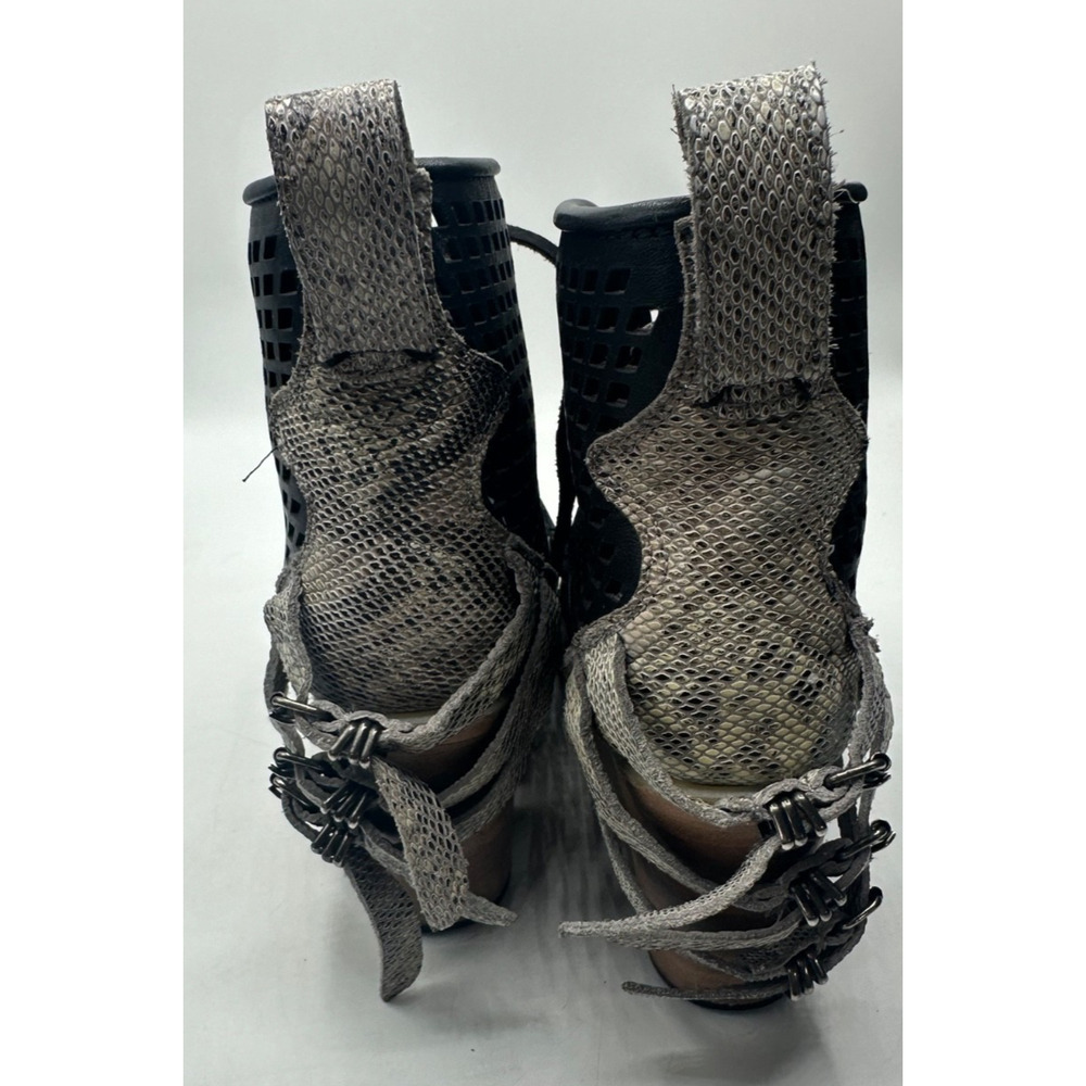 Freebird Benni Boots Womens 10 Black Leather Open Toe Cut Out Ankle Booties Boho - Picture 4 of 8